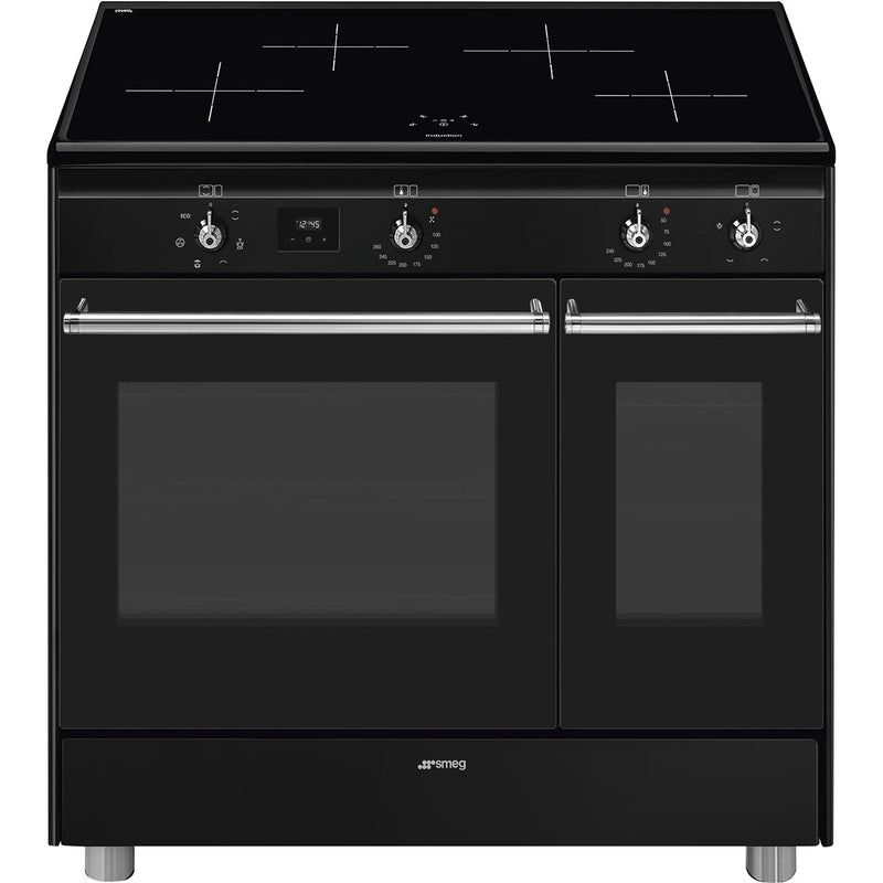 Smeg CX92IMBL - Black 90x60 cm Concert Classic Full Electric Cooker with Induction Hob - A energy