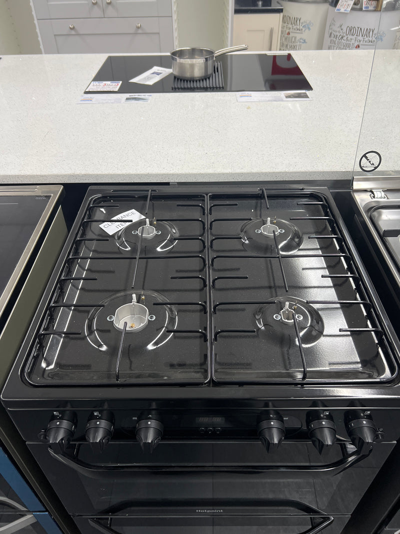 Hotpoint HDM67G0CMB/UK - Black 4 Zone Gas Cooker - A/A energy - Unboxed