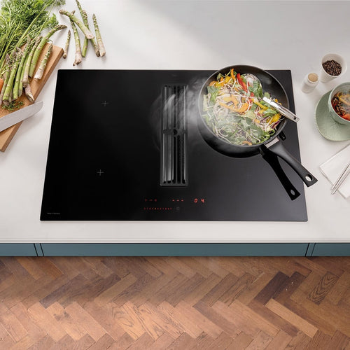 Caple PLASDD820BK - Black 80cm Induction Hob with Downdraft Extractor