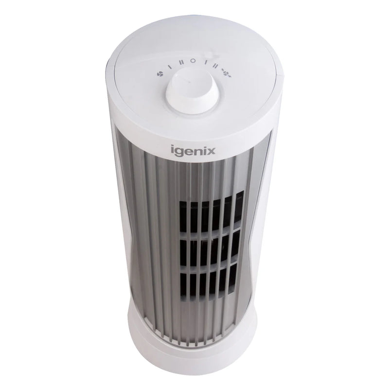 Igenix DF0020WH - White Mini Tower Fan - 2 Speed - 12 Inch