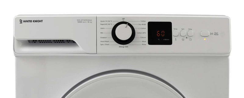 White Knight ATWM126W White Freestanding 6KG 1200RPM Washing Machine -D Rated