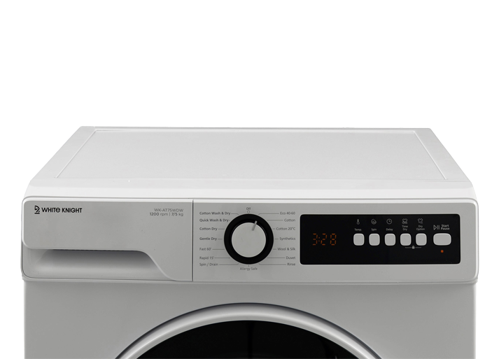 White Knight AT75WDW White Freestanding 7+5kg, 1200 Spin Washer Dryer - D Rated