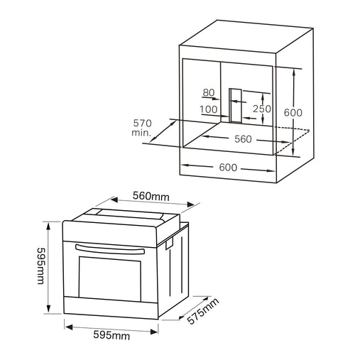 Montpellier SFO73B - Stainless Steel Single Oven - 70L Capacity - A Energy Rating