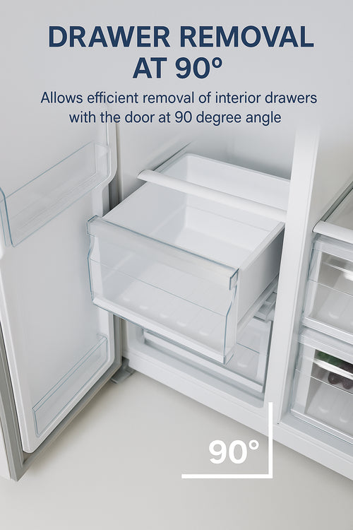 Tesla T530TDXG - Stainless Steel American Fridge Freezer - 529L - E Energy Rating
