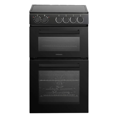 Statesman EDC150B - Freestanding Double Oven Electric Cooker Black - Ceramic Hob - 4 Zones