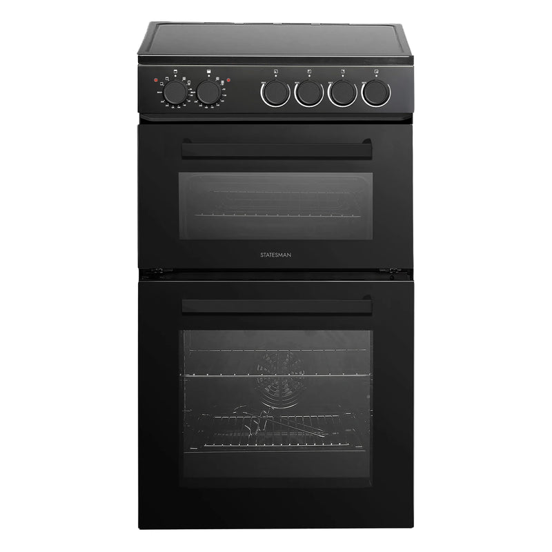 Statesman EDC150B - Freestanding Double Oven Electric Cooker Black - Ceramic Hob - 4 Zones