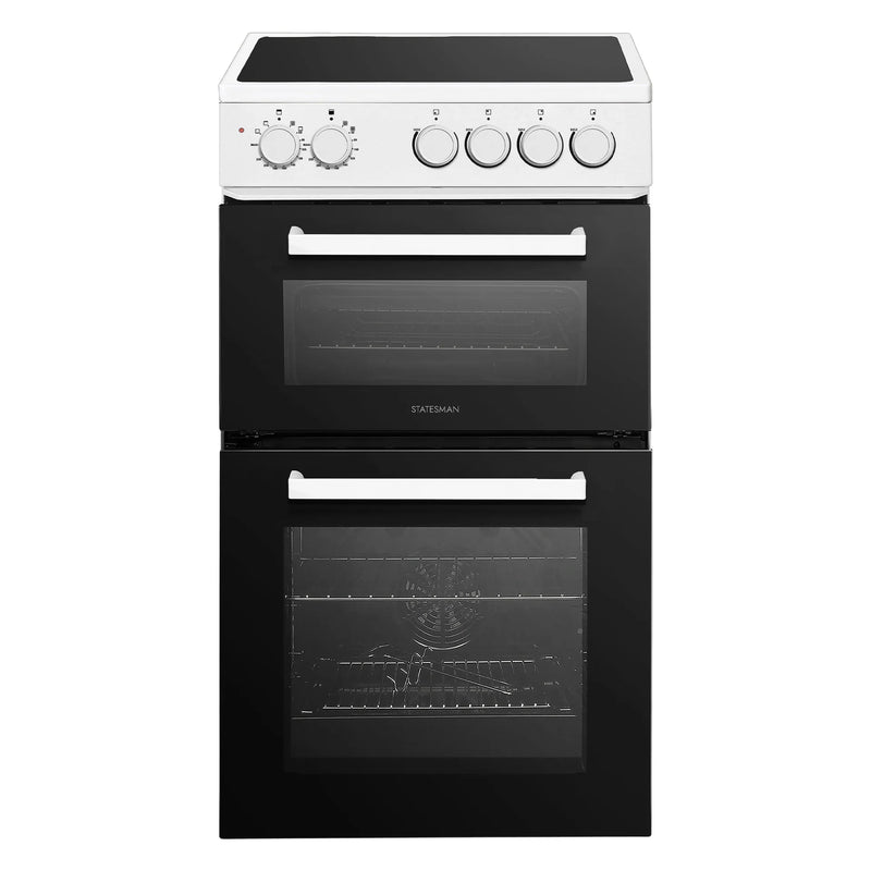 Statesman EDC150W - Freestanding Double Oven Electric Cooker White - Ceramic Hob - 4 Zones