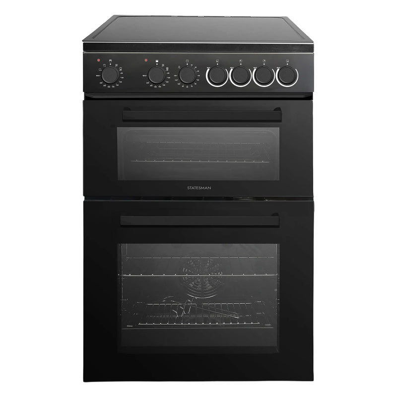 Statesman EDC160B - Freestanding Double Oven Electric Cooker Black - Ceramic Hob