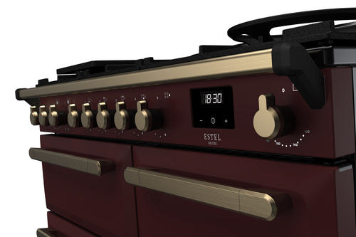 Rangemaster ESDL100DFPBOR/AB1 Estel Deluxe 100cm Dual Fuel Bordeaux/Antique Brass