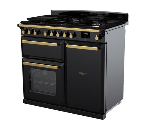 Rangemaster ESDL100DFPGBL/AB1 Estel Deluxe 100cm Dual Fuel Black/Antique Brass