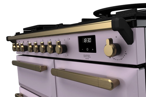 Rangemaster ESDL100DFPHTH/AB1 Estel Deluxe 100cm Dual Fuel Heather/Antique Brass