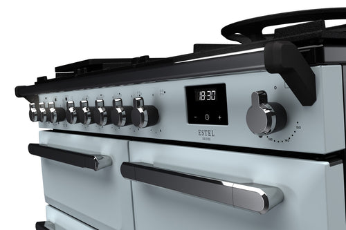 Rangemaster ESDL100DFPMSB/CM1 Estel Deluxe 100cm Dual Fuel Misty Blue/Chrome