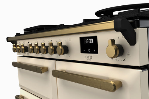 Rangemaster ESDL100DFPPCR/AB1 Estel Deluxe 100cm Dual Fuel Pale Cream/Antique Brass