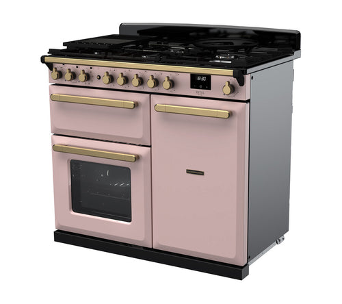 Rangemaster ESDL100DFPPPK/AB1 Estel Deluxe 100cm Dual Fuel Pale Pink/Antique Brass