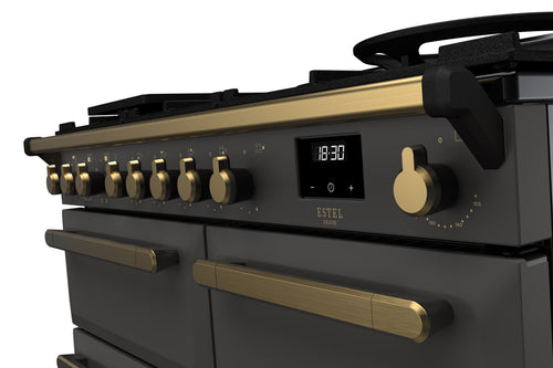 Rangemaster ESDL100DFPSLT/AB1 Estel Deluxe 100cm Dual Fuel Slate/Antique Brass