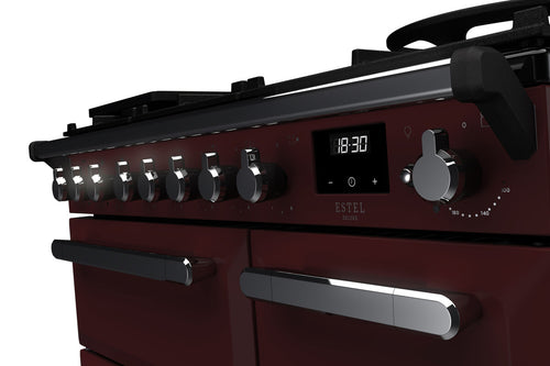 Rangemaster ESDL90DFPBOR/CM1 Estel Deluxe 90cm Dual Fuel Bordeaux/Chrome