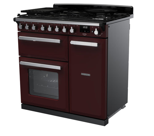 Rangemaster ESDL90DFPBOR/CM1 Estel Deluxe 90cm Dual Fuel Bordeaux/Chrome