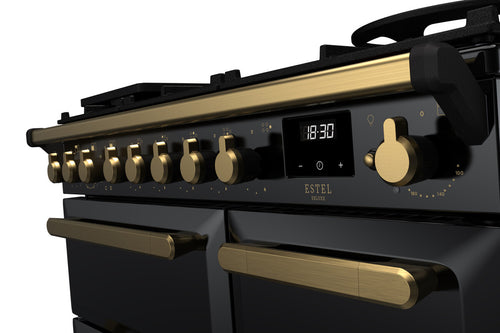 Rangemaster ESDL90DFPGBL/AB1 Estel Deluxe 90cm Dual Fuel Black/Antique Brass