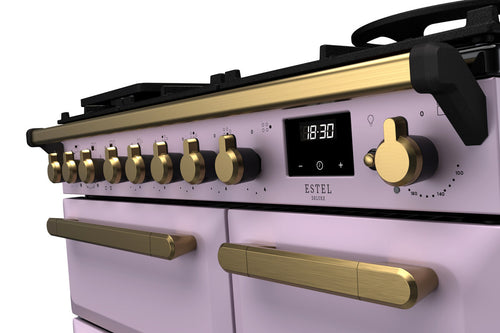 Rangemaster ESDL90DFPHTH/AB1 Estel Deluxe 90cm Dual Fuel Heather/Antique Brass