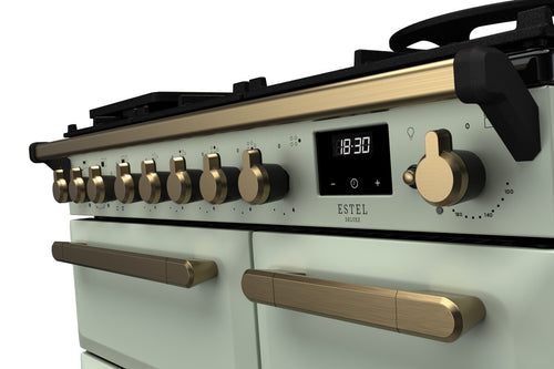 Rangemaster ESDL90DFPMNT/AB1 Estel Deluxe 90cm Dual Fuel Mint/Antique Brass