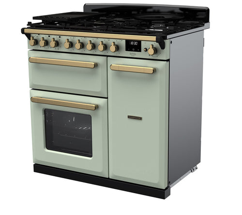 Rangemaster ESDL90DFPMNT/AB1 Estel Deluxe 90cm Dual Fuel Mint/Antique Brass