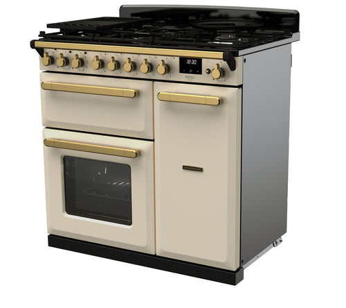 Rangemaster ESDL90DFPPCR/AB1 Estel Deluxe 90cm Dual Fuel Pale Cream/Antique Brass