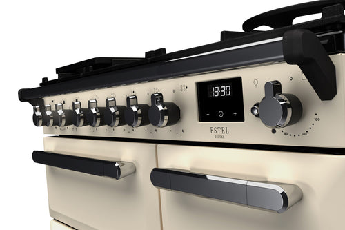 Rangemaster ESDL90DFPPCR/CM1 Estel Deluxe 90cm Dual Fuel Pale Cream/Chrome
