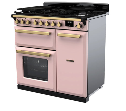 Rangemaster ESDL90DFPPPK/AB1 Estel Deluxe 90cm Dual Fuel Pale Pink/Antique Brass