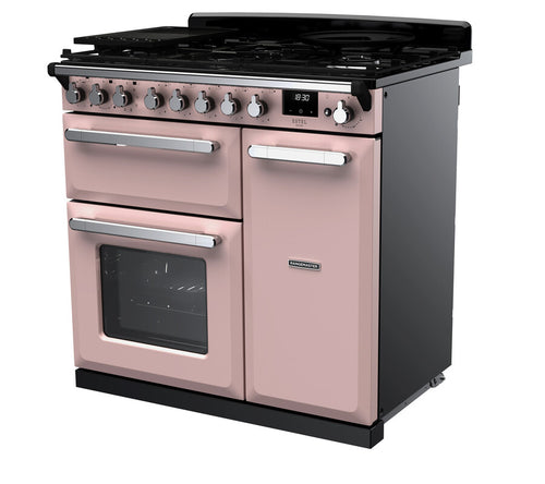 Rangemaster ESDL90DFPPPK/CM1 Estel Deluxe 90cm Dual Fuel Pale Pink/Chrome