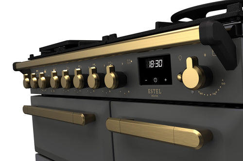 Rangemaster ESDL90DFPSLT/AB1 Estel Deluxe 90cm Dual Fuel Slate/Antique Brass