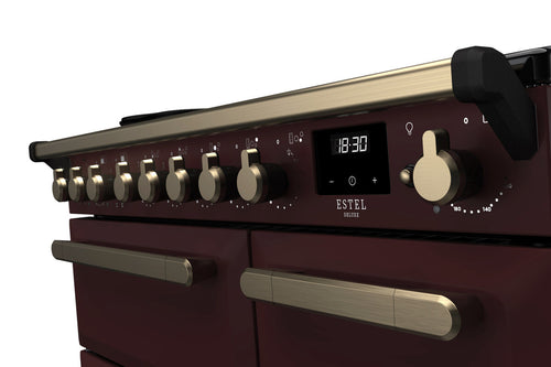 Rangemaster ESDL90EIPBOR/AB1 Estel Deluxe 90cm Induction Bordeaux/Antique Brass