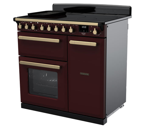 Rangemaster ESDL90EIPBOR/AB1 Estel Deluxe 90cm Induction Bordeaux/Antique Brass