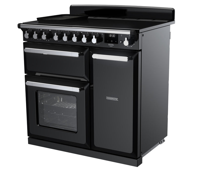 Rangemaster ESDL90EIPGBL/CM1 Estel Deluxe 90cm Induction Black/Chrome