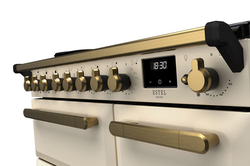 Rangemaster ESDL90EIPPCR/AB1 Estel Deluxe 90cm Induction Pale Cream/Antique Brass