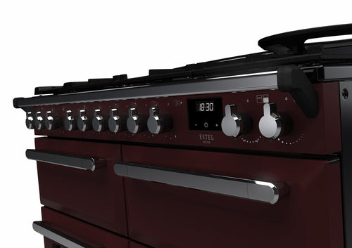 Rangemaster ESDLB110DFPBOR/CM1 Estel Deluxe 110cm BC Dual Fuel Bordeaux/Chrome