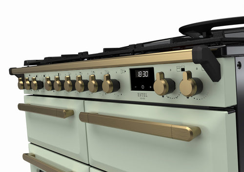 Rangemaster ESDLB110DFPMNT/AB1 Estel Deluxe 110cm BC Dual Fuel Mint/Antique Brass