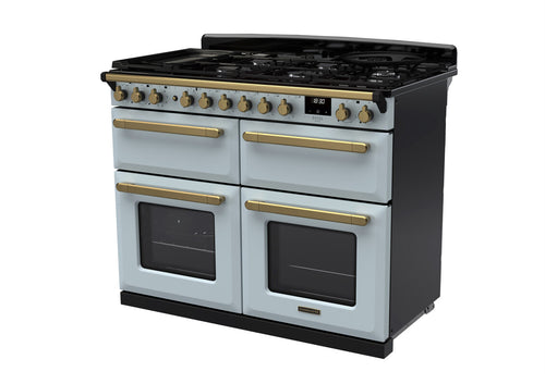 Rangemaster ESDLB110DFPMSB/AB1 Estel Deluxe 110cm BC Dual Fuel Misty Blue/Antique Brass