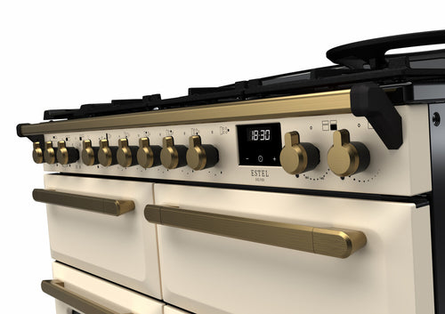 Rangemaster ESDLB110DFPPCR/AB1 Estel Deluxe 110cm BC Dual Fuel Pale Cream/Antique Brass