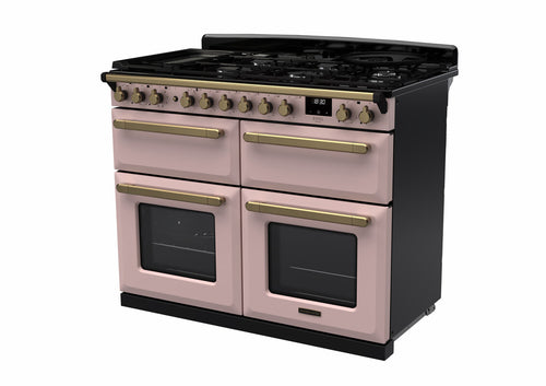 Rangemaster ESDLB110DFPPPK/AB1 Estel Deluxe 110cm BC Dual Fuel Pale Pink/Antique Brass
