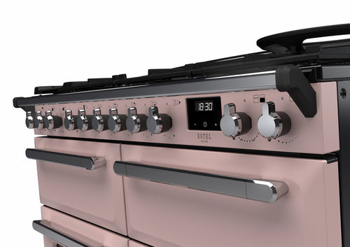 Rangemaster ESDLB110DFPPPK/CM1 Estel Deluxe 110cm BC Dual Fuel Pale Pink/Chrome
