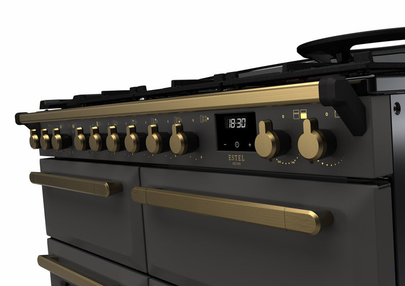 Rangemaster ESDLB110DFPSLT/AB1 Estel Deluxe 110cm BC Dual Fuel Slate/Antique Brass