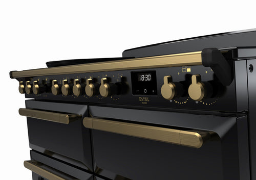 Rangemaster ESDLB110EIPGBL/AB1 Estel Deluxe 110cm BC Induction Black/Antique Brass