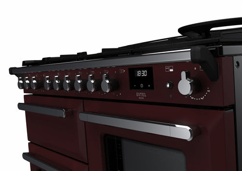 Rangemaster ESDLO110DFPBOR/CM1 Estel Deluxe 110cm Dual Fuel Bordeaux/Chrome