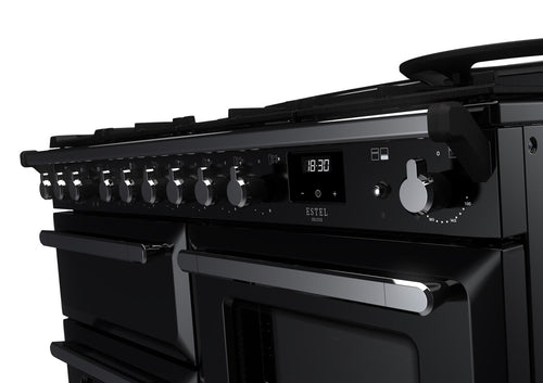Rangemaster ESDLO110DFPGBL/CM1 Estel Deluxe 110cm Dual Fuel Black/Chrome