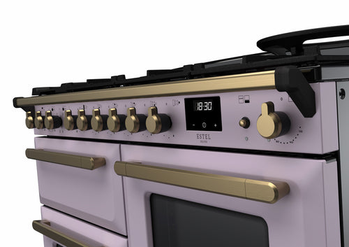 Rangemaster ESDLO110DFPHTH/AB1 Estel Deluxe 110cm Dual Fuel Heather/Antique Brass