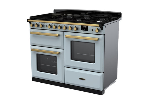Rangemaster ESDLO110DFPMSB/AB1 Estel Deluxe 110cm Dual Fuel Misty Blue/Antique Brass