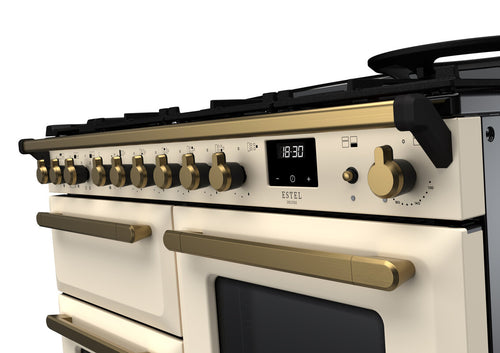 Rangemaster ESDLO110DFPPCR/AB1 Estel Deluxe 110cm Dual Fuel Pale Cream/Antique Brass