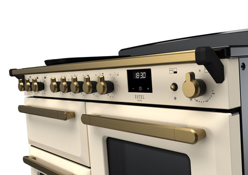 Rangemaster ESDLO110EIPPCR/AB1 Estel Deluxe 110cm Induction Pale Cream/Antique Brass