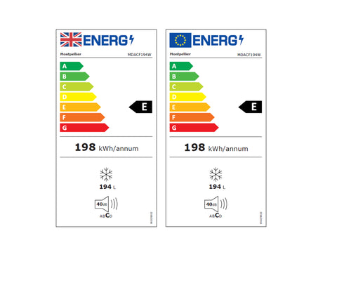 Montpellier MDACF137W - White 137L Chest Freezer - Freestanding - E Energy