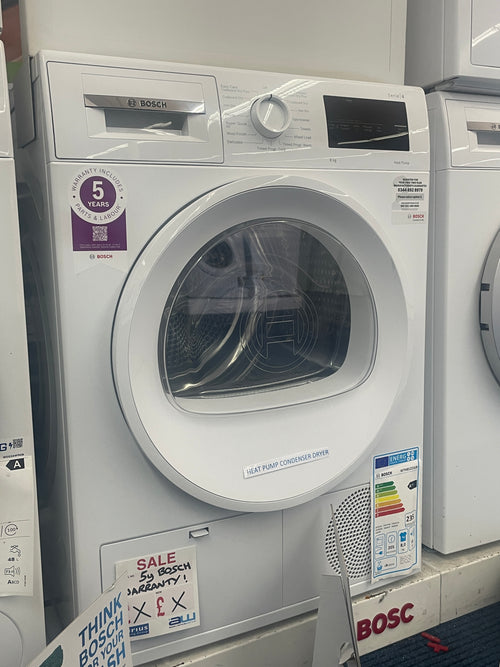 Bosch Series 4 WTH85225GB - White 8KG Heat Pump Condenser Dryer - A++ energy - Display